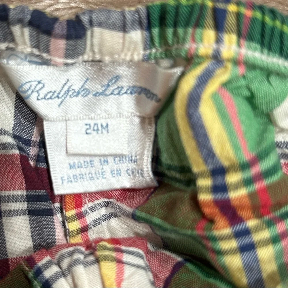 Ralph‎ Lauren Denim Top and Plaid Shorts Set